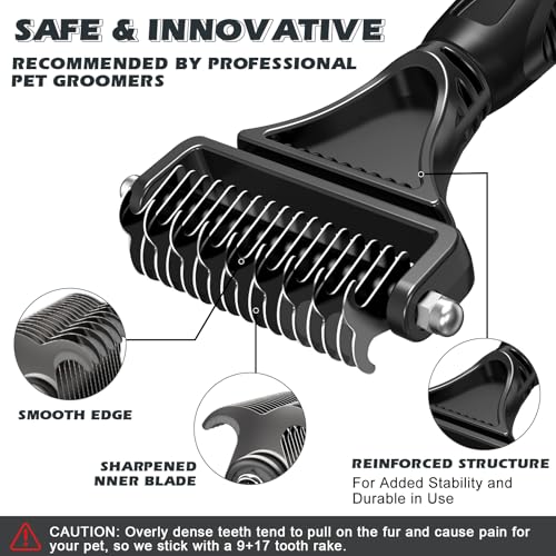 image for UGNEL 3PCS Pet Grooming Rake & Metal Comb & Flea Comb for Cats and Dog