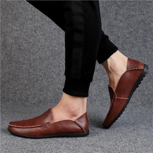 Men's Loafers Shoes Leather Round Toe Stitching Details Classic Flexible Flat Heel Comfortable Lightweight Party Slip On4