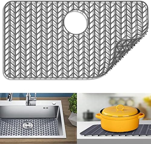 Silicone Sink Protectors for Kitchen, JIUBAR 28.4''x 15.2'' Sink Mat Grid for Bottom of Farmhouse Stainless Steel Porcelain Sink