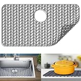 Silicone Sink Protectors for Kitchen, JIUBAR 28.4''x 15.2'' Sink Mat Grid for Bottom of Farmhouse St