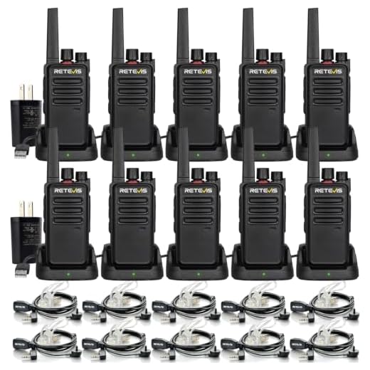 Retevis RT68 Two-Way Radios Long Range, Walkie Talkies for Adults, 2 Way Radio with Earpiece, Walkie Talkie Rechargeable with Charging Base, for Manufacturing Restaurant Business(10 Pack)