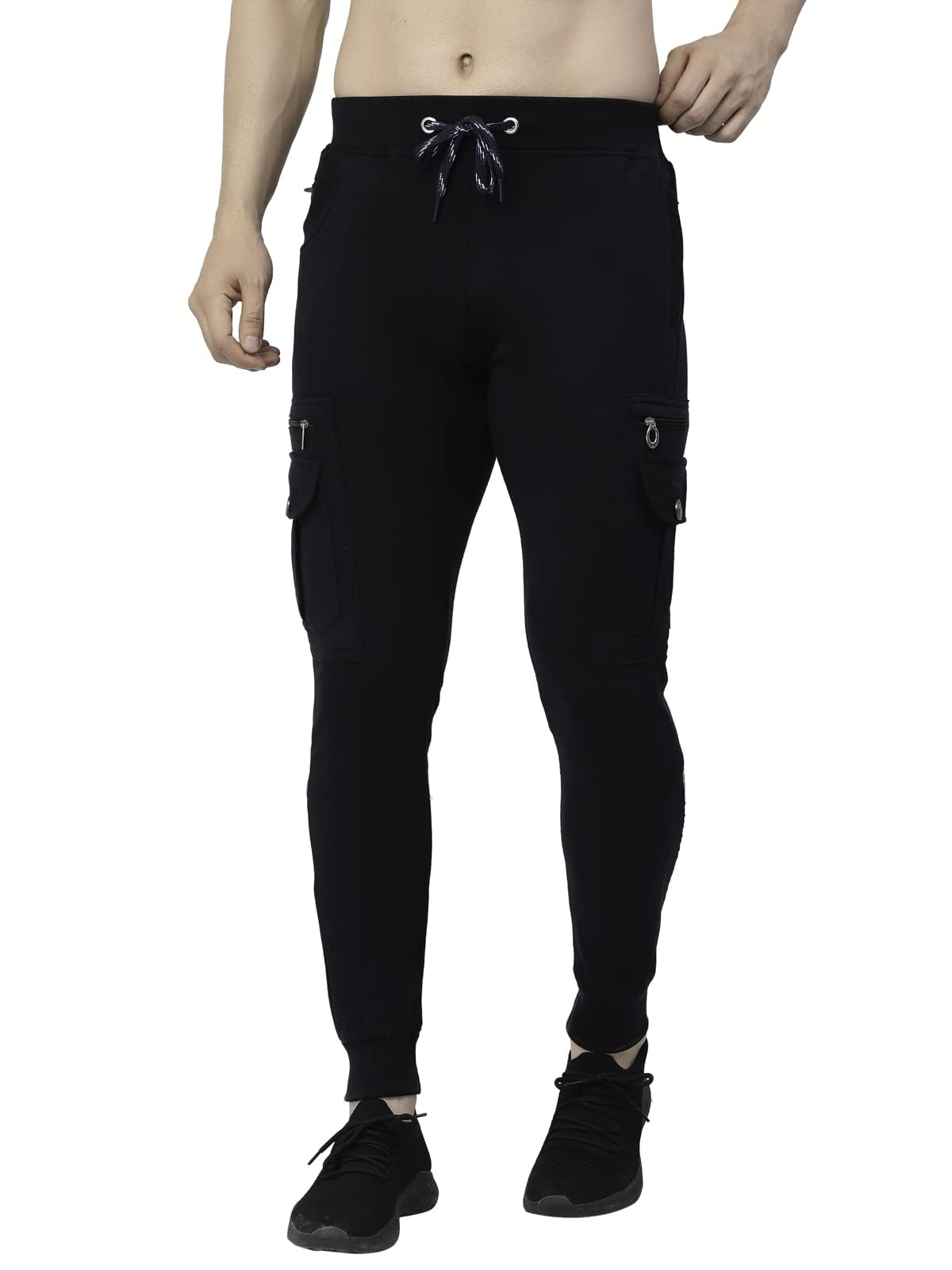 uzarus Men's Cotton Slim Fit Cargo Joggers Track Pants with 4 Zippered Pockets-picture-35