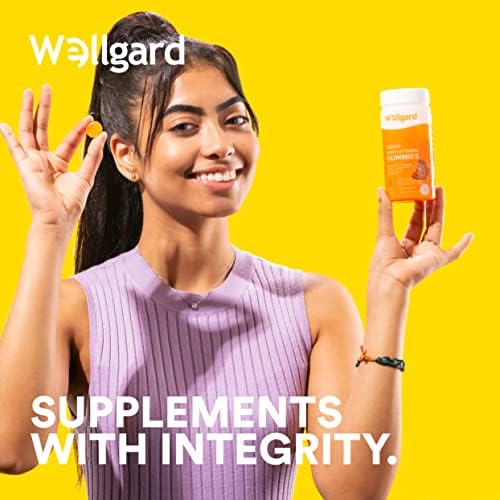 Vegan Multivitamin Gummies by Wellgard - Chewable Multivitamins Adults, 60 Vitamin Gummies, Orange Flavour (Adult Gummies)