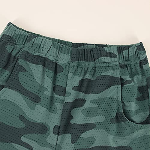 Image of KISBINI Boys Athletic Shorts with Pockets Sport Active Camo Shorts