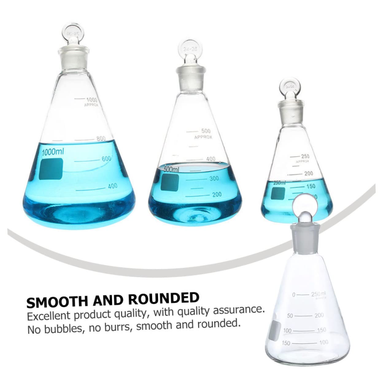 3piezas Frascos Matraces Cónicos Material De Laboratorio Seguro Olor Para Experimentos Escolares y Mediciones Precisas Química