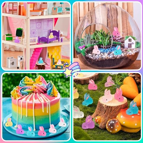 Figura de Coelho de Resina Luminosa, 60 Peças que Brilha No Escuro, Bolo de Aquário de Jardim, Brinq