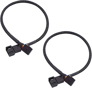 PWM電源ケーブル (2本)3ピンと4ピン ファン用延長ケーブル 27cm 対応 PCケースファン増設用 4 ピン 3ピン PC ファン アダプター ブラック