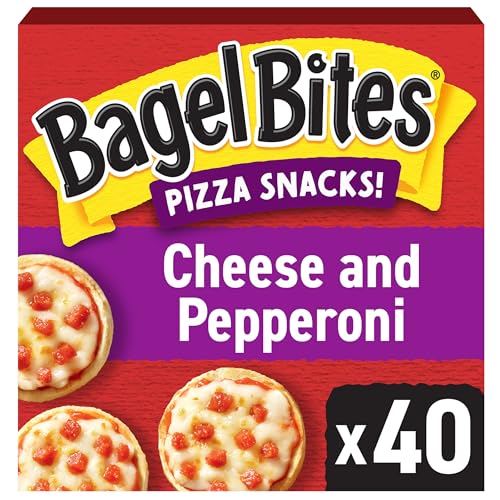 Bagel Bites Mini Pizza Bagel Frozen Snacks, 1 Box, for After-School and Late Night Snacking, Cheese and Pepperoni, No High-Fructose Corn Syrup and No Artificial Flavors, 40 ct