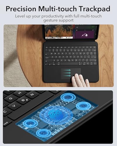 Image of ESR Ascend for iPad Air 13 Inch 2024, Keyboard Case with Trackpad, Magnetic Detachable Keyboard with Backlit Keys, Fully Adjustable Portrait /Landscape Stand, Black