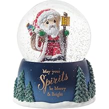 Precious Moments 211102 May Your Spirits Be Merry and Bright Annual Santa Resin/Glass Musical Snow Globe