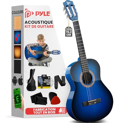 Pyle- Kit de Guitare Acoustique pour debutant- Guitare Enfant/Adulte- Taille Junior 3/4 en Bois -...