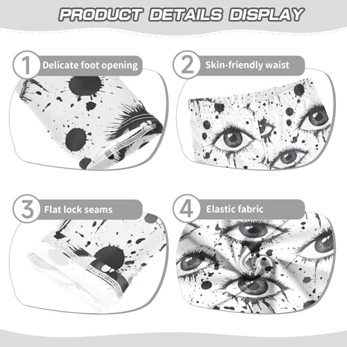 KLL Black and White Evil Eyes Little Girls Cotton Leggings Soft Full Length Pants Gym3