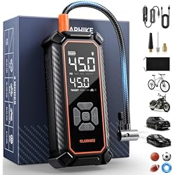 OlarHike Cordless Tire Inflator Portable Air Compressor,150 PSI Bike Pump with LED Light & Digital Pressure Gauge, Dual Power Air Pump for Car Tires, Motorcycle, Bicycle, Ball