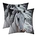 Pack of 2 CaliTime Soft Canvas Throw Pillow Covers Cases for Couch Sofa Home Decor, Vivid Wild Horses Print, 18 X 18 Inches, White Horse