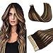 Labhair Tape in Hair Extensions Human Hair Medium Chocolate Brown #4 Highlighted Camel Blonde #27 Balayage Skin Weft Tape In Ombre Human Hair Extensions 16inch 20pcs/50g