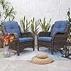 Joyside Outdoor Wicker Chair Rattan Patio Dining Chairs Set of 2 PE Wicker Patio Chairs with 4inch Seat Cushions Outdoor Patio Seating Chair for Garden, Backyard Deck(Mixed Grey/Blue) 51PgXR0RhLL. SS100