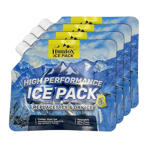 Huniox® Ice Pack - Acumuladores de Frio - Placas de Hielo para Nevera Portátil -Hielos para Nevera Portatil - Bloques Congelador - Enfriadores Nevera Portatil Gel (4)