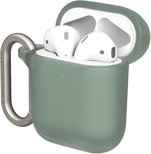 RHINOSHIELD Funda para AirPods con mosquetón compatible con Apple AirPods Serie 21, protección de grado militar contra caídas, resistente a los