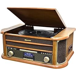 Roadstar HIF-1993BT HiFi rétro Bois avec Tourne-disques (Bluetooth, FM, CD) Couleur Bois - Les Beatles, Paul McCartney, John Lennon, RIngo Starr, George Harrison