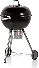 MasterCook - Barbecue a Carbonella Diametro Griglia 57 cm, Barbecue con Ruote e Coperchio, BBQ a Carbone Dotato di Termometro e Sistema Raccogli Cenere, Altezza Griglia da Terra 78 cm (Ketty Nero)