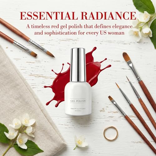 Esmalte de uñas gel rojo neón 8ml para todas pieles miniatura 3