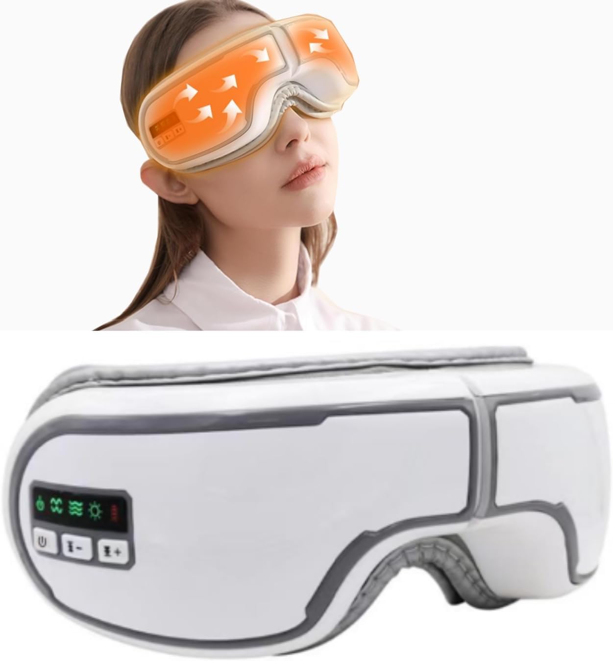 Masajeador Ocular Inalámbrico con Calor y Vibración, Recargable para Relajar y Reducir Ojeras