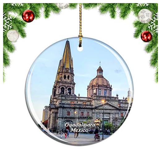 Weekino México Guadalajara Decoración de Navidad Árbol de Navidad Adorno Colgante Ciudad Viaje Colección de Recuerdos Porcelana 2.85 Pulgadas