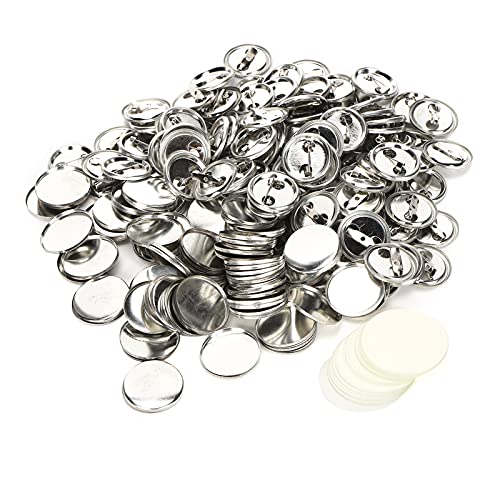 Buttonrohlinge 25mm, 100 Stück Buttons Anstecker Knopfteile Metallknopf Runden Buttons zum Selbstgestalten Satz Pin Buttons Zubehör, für Buttonmaschine DIY Handwerk (100 Sätze 25-mm-Metallabzeichen)