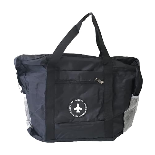 Fashion Culture Black Packable Tote Bag, Travel Trolley Sleeve, Durable