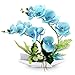 RERXN Décoratif Real Touch Faux Orchidée Bonsaï Fleurs Artificielles avec Imitation Porcelaine Pots De Fleurs Phalaenopsis Fleurs Arrangements pour La Décoration De La Maison (Blue)
