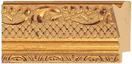 CountryArtHouse Picture Frame Moulding (Wood) 100ft bundle - Ornate Gold Finish - 1.75" width - 3/8" rabbet depth
