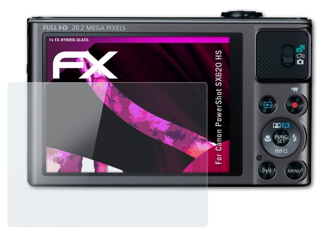 atFoliX Plastic Glass Protective Film compatible with Canon PowerShot SX620 HS Glass Protector, 9H Hybrid-Glass FX Glass Screen Protector of plastic