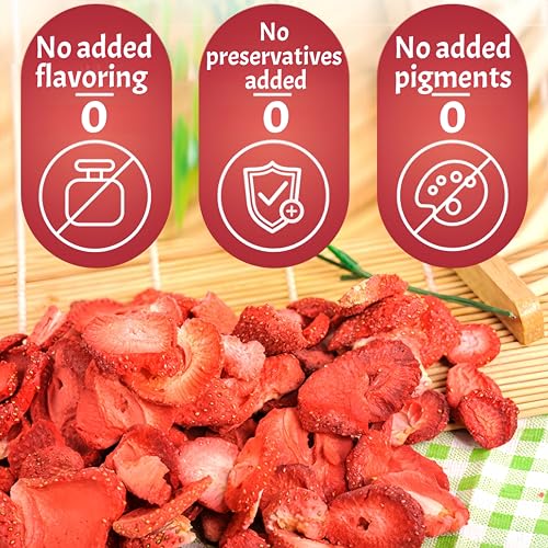 Premium Freeze Dried Strawberry Slices in Resealable Jar | 7.05oz | No Sugar Added, Non-GMO, Vegan Snacks | Crunchy Wellsome Topping for Yogurt, Smoothie Bowls, Baking & On-the-Go Fruit Snack