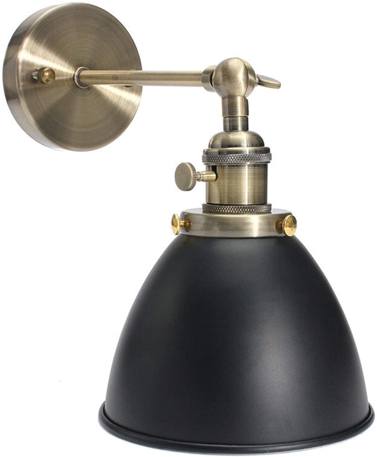 HXYSXHJUO Vintage Industrial Wall Sconce Light, E27 Antique Bowl Lamp, Rustic Black Iron Design for Home Loft, Retro Style Lighting Fixture