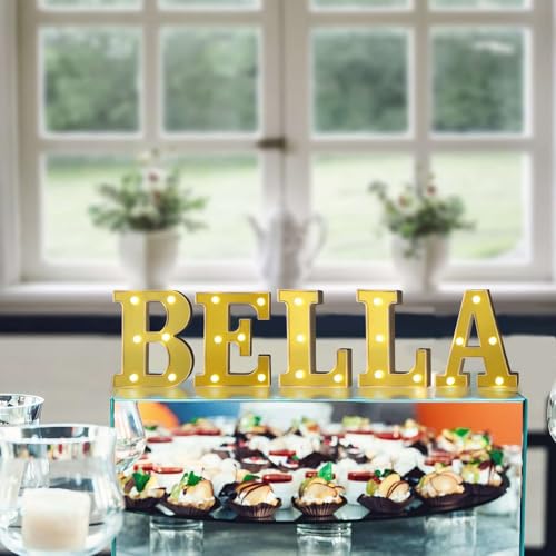 Image of Efavormart 6 inch Gold Marquee Letter B, Mirror Front Warm White LED Light Up 3D Sign, Battery Operated 72H Glow for Wedding Party & Wall Decor