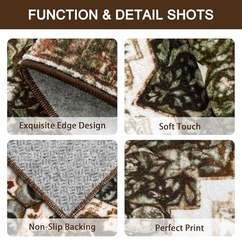 Tritard 100% Non Slip Kitchen Rugs Sets of 3 Washable Boho Kitchen Mats for Floor Vintage Farmhouse Kitchen Rug Soft Runner Rug for Hallway, Laundry Room, Indoor Entryway, Brown by Tritard - Used condition - Image 4