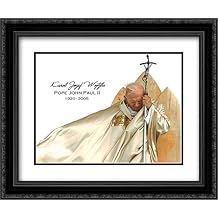 Pope John Paul II 1920-2005 H with Caption 2x Matted 14x12 Black Ornate Framed Art Print