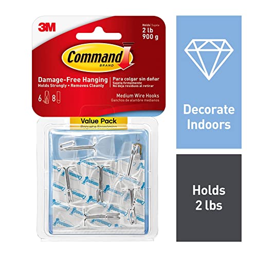 Image of Command Medium Clear Wire Toggle Hooks, 6 Wall Hook and 8 Strips, Damage-Free Hanging with Adhesive, Great for Hanging, Organization, and Storage, Holds up to 2 lb (Pack of 156)