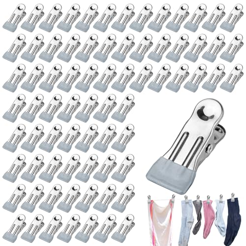 Klammern Metall 30 Stück Klammer Multifunktionale rutschfeste Metallklammern Wäscheklammern Edelstahl Klammer Klammern Metall für Kleidung Socken Lebensmittelversiegelung Fotos(Grau)