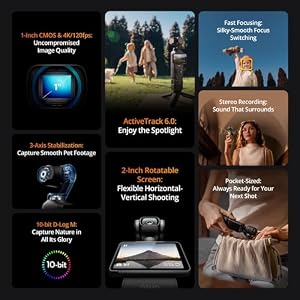 DJI Osmo Pocket 3 Creator Combo Vlogging Camera with Mic 2, 1'' CMOS, 4K/120fps Video, 3-Axis Stabilization, Face/Object Tracking, Fast Focus Bundle with Deco Gear 2 Lapel Microphones + 128GB Card — photo 6 of 6