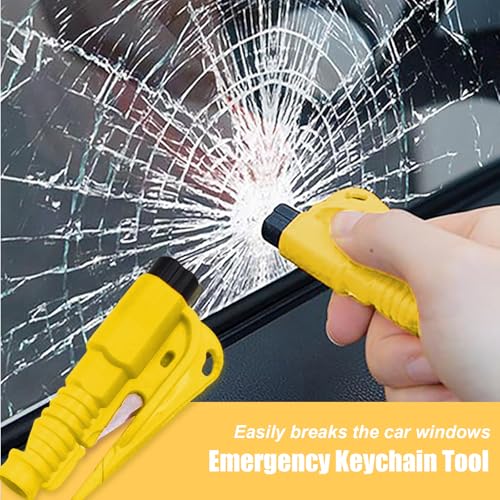 Ruzister 2 Stück 3 In 1 Notfall Schlüsselanhänger Mit Fensterbrecher Und Gurtschneider, Rettungshammer Für Autos, Tragbar Und Einfach Zu Bedienen, In Lila Und Gelb