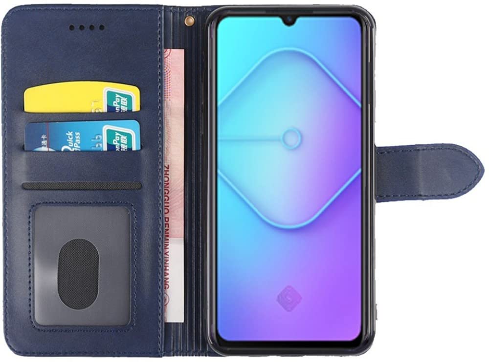 Frazil Leather Flip with Wallet Case with TPU Shockproof Cover for Vivo S1 Pro (Blue)
