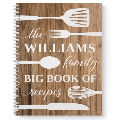 Gotcha Covered Notebooks Big Book of Recipes Personalized 8.5' x 11' Recipe Notebook, Durable Gloss Laminated Softcover, 120 Recipe Pages, White Wire-o spiral. Made in the USA.