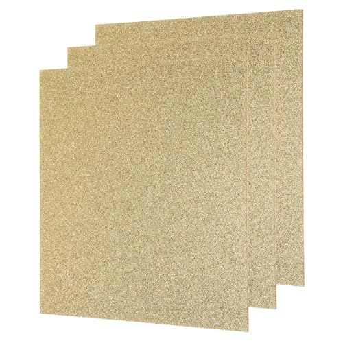Image of MECCANIXITY 3Pcs Gold Glitter Acrylic Sheets 1 /8 inch Thickness 8 inch x 8 inch Glossy PMMA Fluorescent Plastic Sheets Extruded Translucent Blanks for DIY Art Crafting Laser Cutting & Engraving