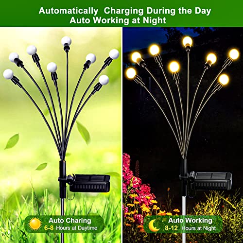 Image of TYUWGMS Solar Firefly Lights, Solar Outdoor Lights Garden Lights Outdoor Waterproof, Firefly Lights Solar Outdoor, Starburst Swaying Garden Lights for Path Fence, Swaying When Wind Blows (8 Pack)