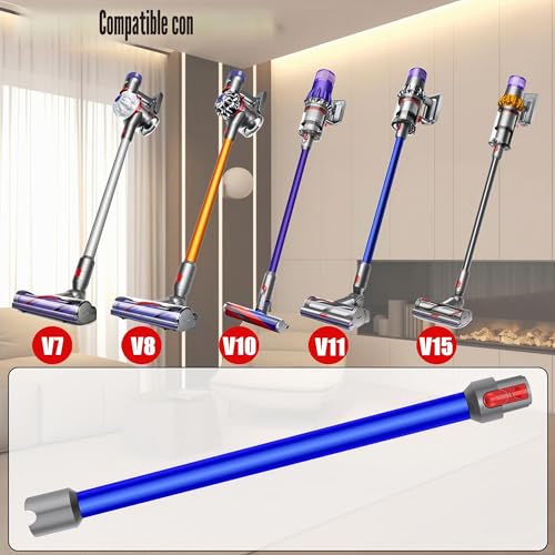 Miniatura 2 de Arcets Tubo Extensión Compatible Con Dyson V7 V8 V10 V11 V15 Barra Telescópica De Aluminio, Longitud 72 Cm, Conector De Liberación Rápida Azul