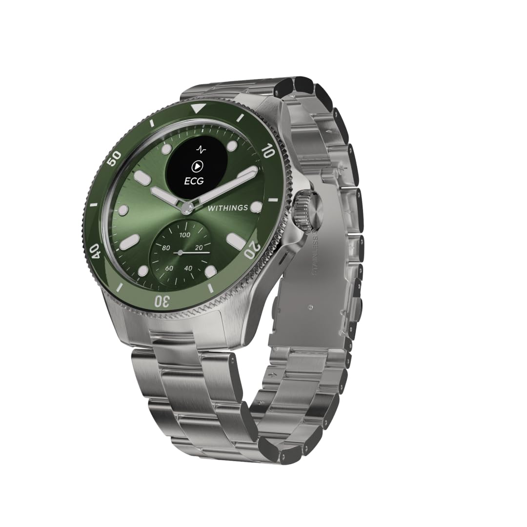 Withings ScanWatch Nova, Hybrid Smartwatch Heart Health for M&F - ECG, SPO2, Temperature Monitoring, Sleep Tracking, Respiratory Health, Cycle Tracking, 35 Days Battery Life, iOS & Android, Green