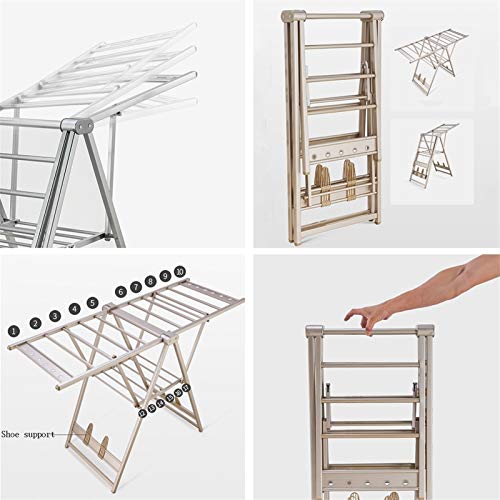 Aiaoi Clothes Drying Rack, Two Layers Folding Clothes Airer Shoe Support (3 Colors Optional, 160cm × 110cm × 60cm) (Color : Gray, Size : 1.6m) - Image 6