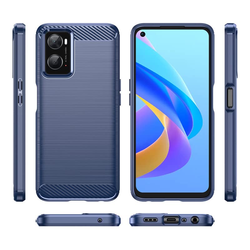 Image of Hybrid Carbon Fiber Back Case for Oppo A76 / A96 / Realme 9i 4G (Blue)