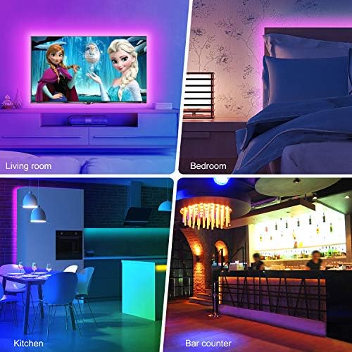 LED Strip Light, 5M(16.4ft) RGB Colour Changing Lighting Strip with Remote and APP Control, with 20-Keys RF Remote Controller LED Lighting Strips for Kitchen Christmas Decoration.